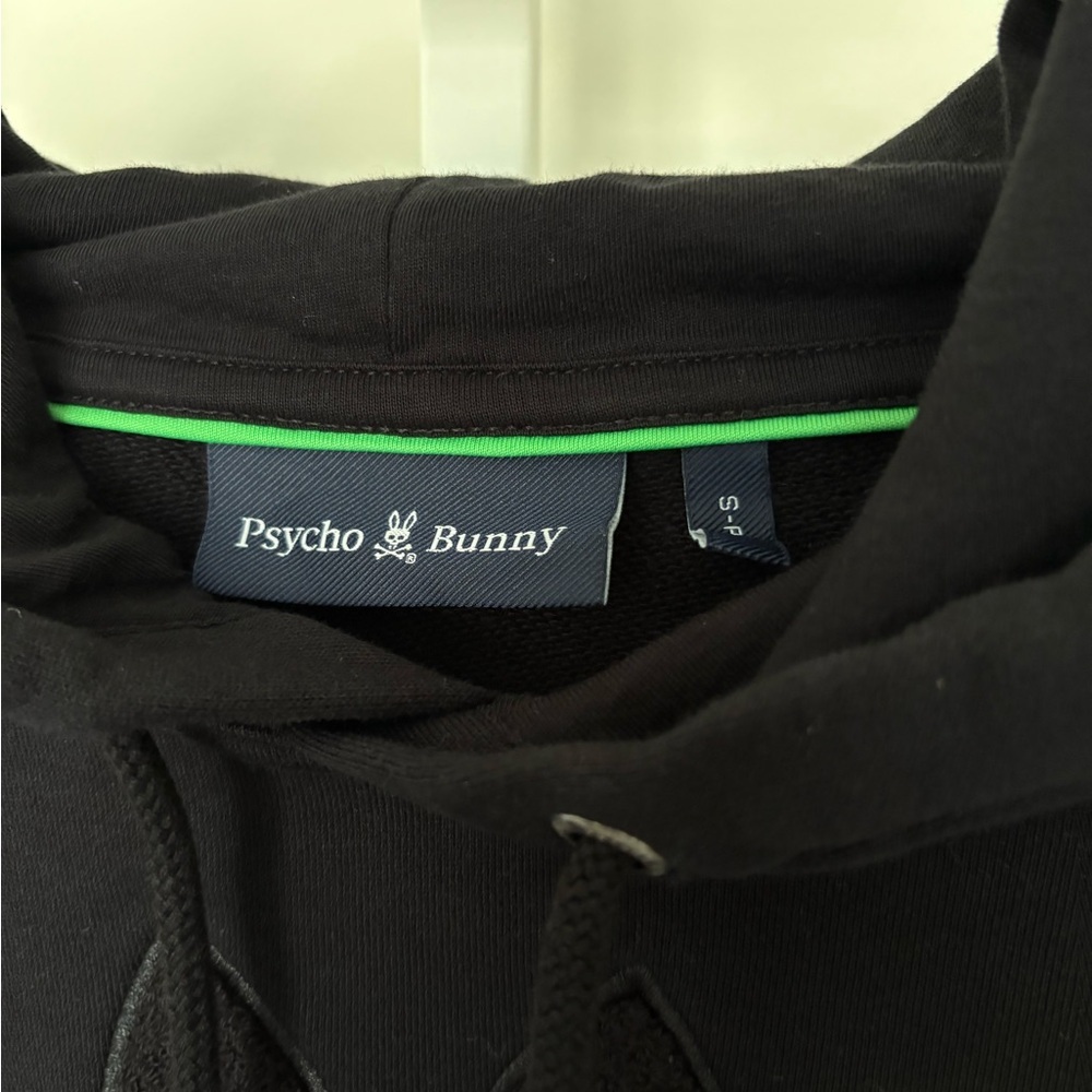 Psycho Bunny Wayne Chenille Patch Hoodie Black Size S Men’s Pullover - Picture 7 of 11